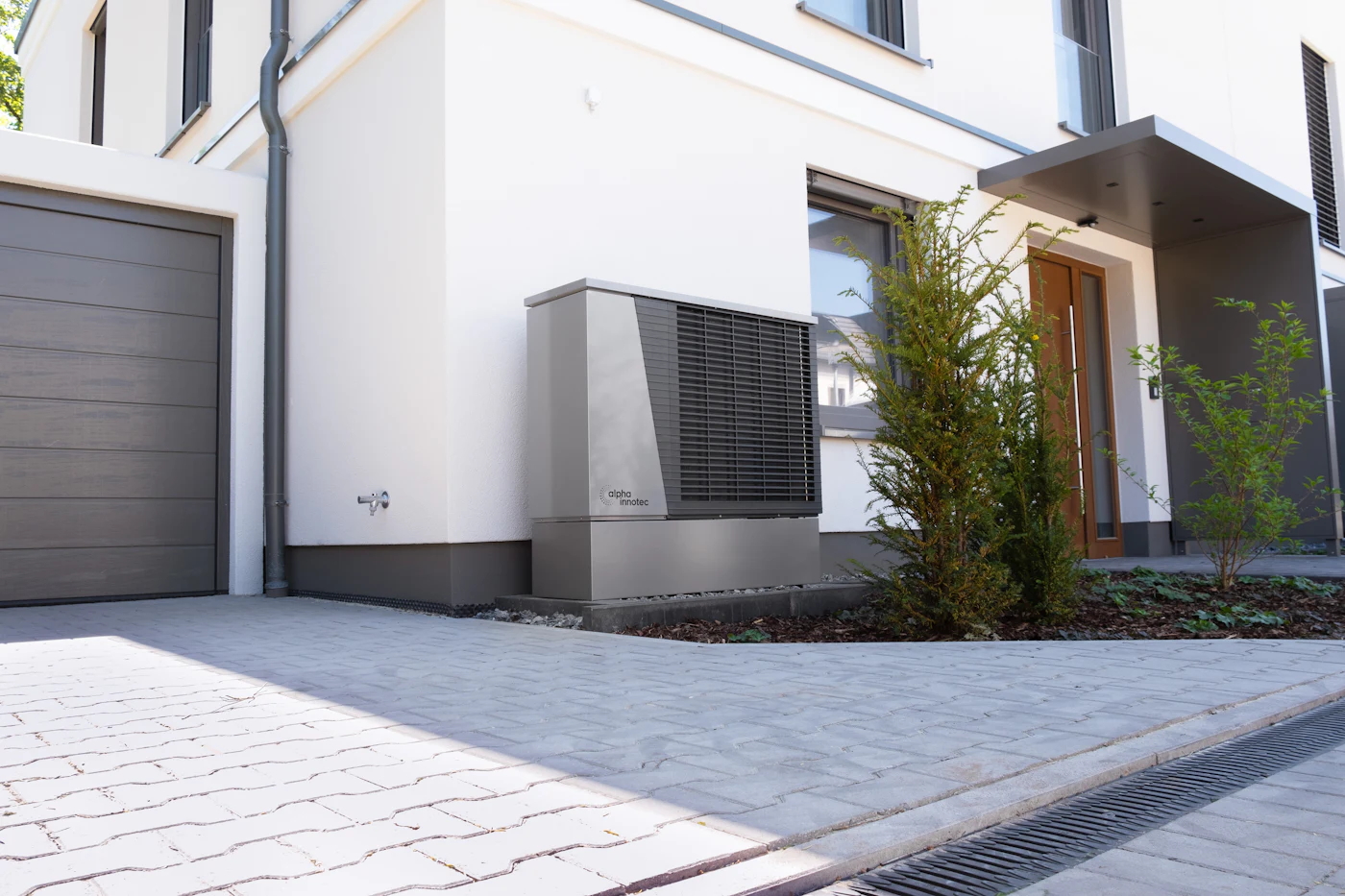 Modern house with a heat pump